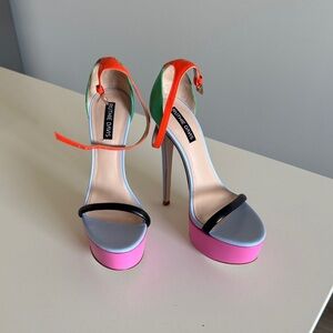 Ruthie Davis Pink and Black Platform Heels